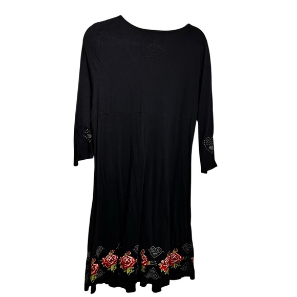 Johnny Was Black Embroidered Rose Cotton Dress SZL - Picture 2 of 5
